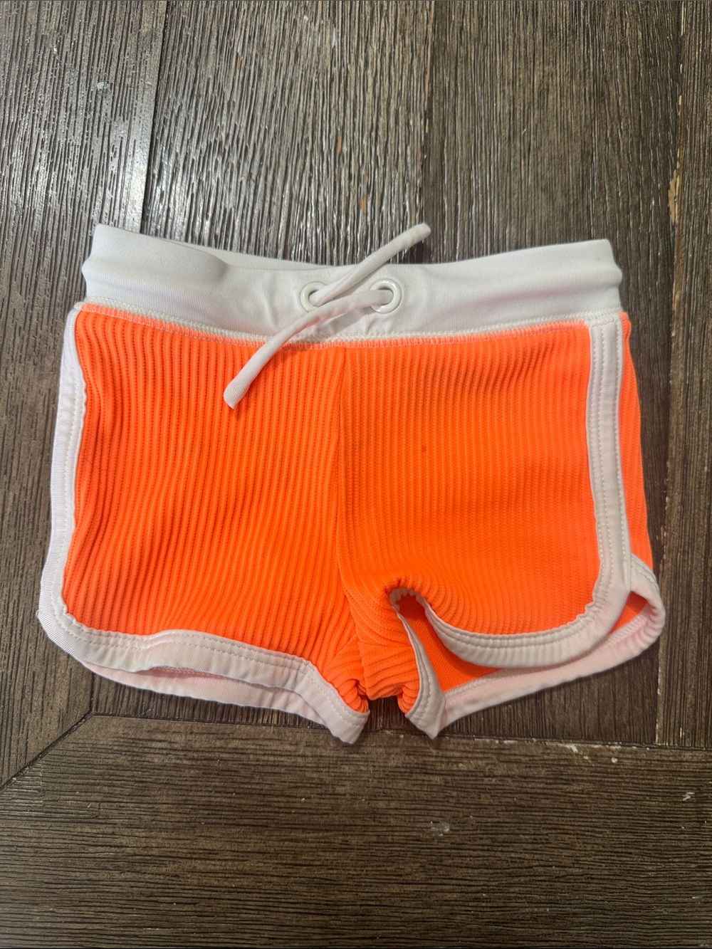 Cat & Jack Neon Orange Ribbed Shorts 12M | Bright Pull-On Summer Shorts
